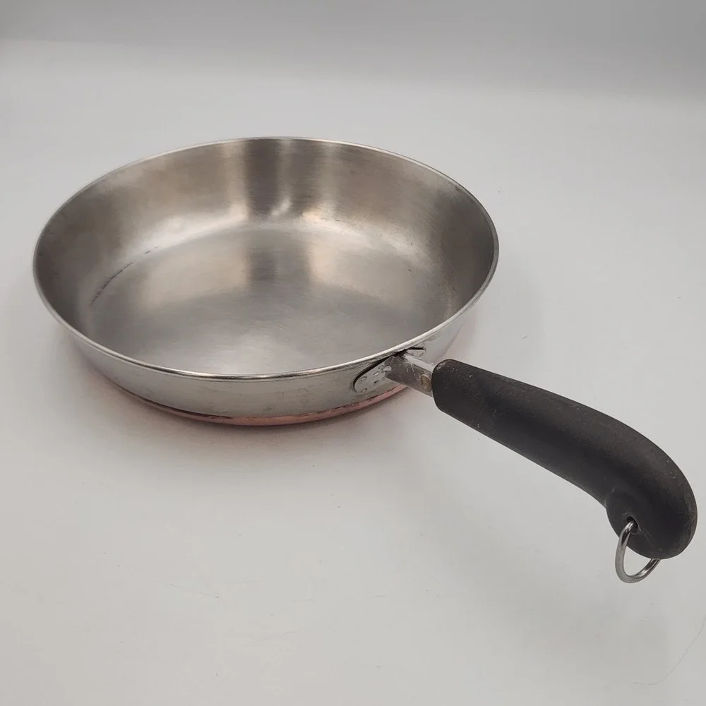 Vintage Revere Ware Fry Pan 9 Inch Copper Stainless Steel Skillet Clinton IL USA